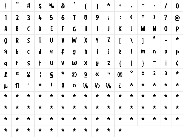 Party Crush DEMO Regular  glyph index