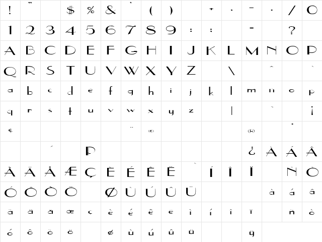 Coke 15 Regular  glyph index