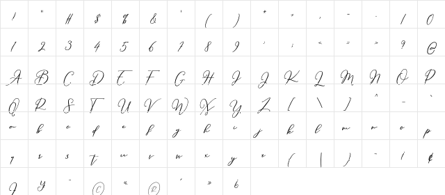 William Regular  glyph index