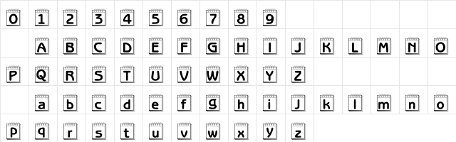 101! Day Planner Regular  glyph index