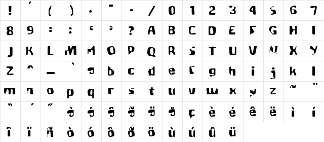 BlueArsenal Medium  glyph index