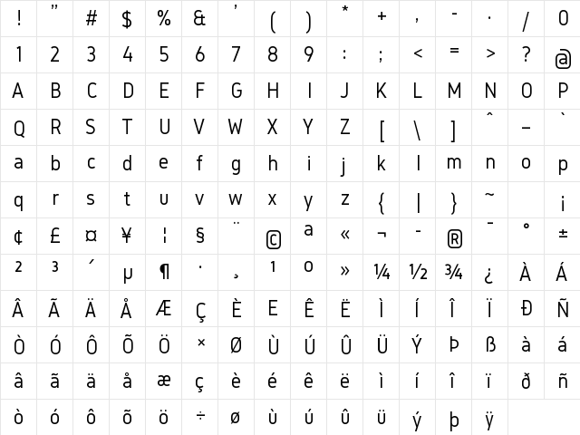 Gidole Regular  glyph index