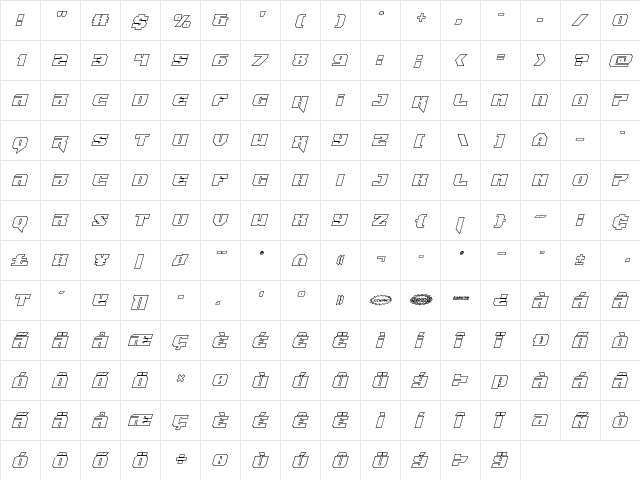 Jumpers Outline Italic Outline Italic  glyph index