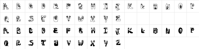 Oogie Boogies Regular  glyph index