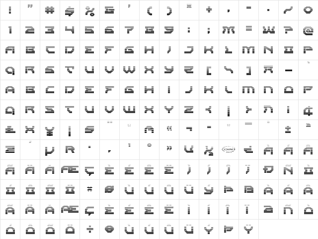 Xeno-Demon Gradient Regular  glyph index