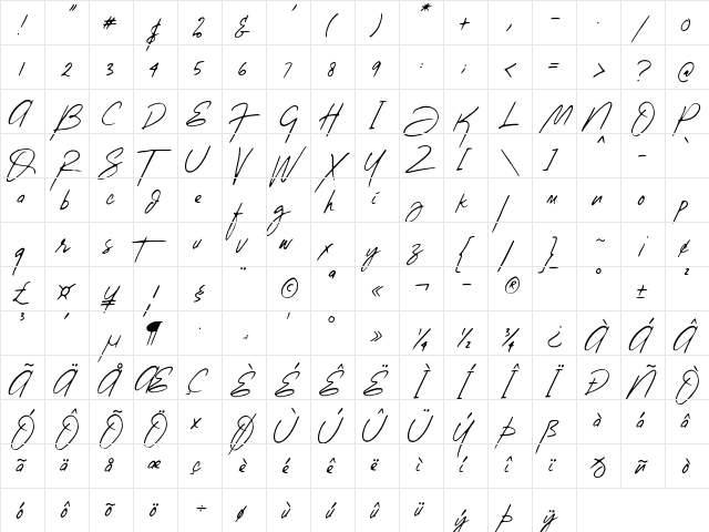 Gloriousity Two Regular  glyph index