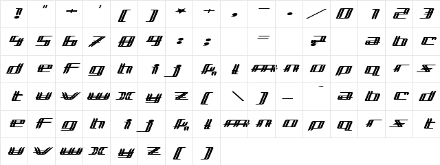 Lewinsky Regular  glyph index
