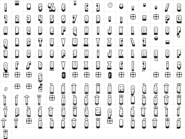 Weltron 2001 Regular  glyph index