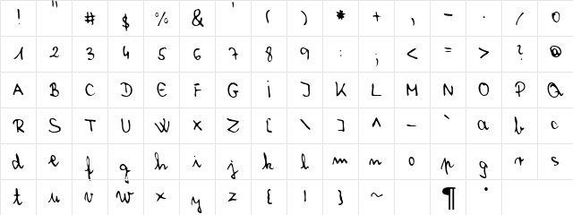 Lawyer Regular  glyph index