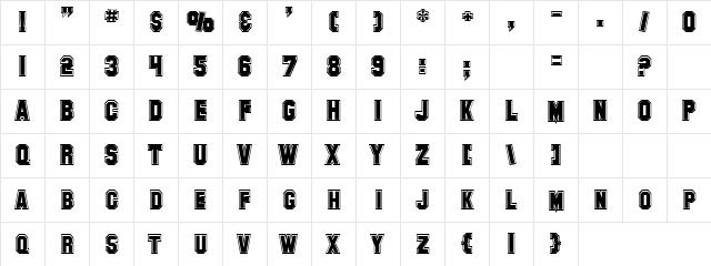 Wheelish Younky Regular  glyph index