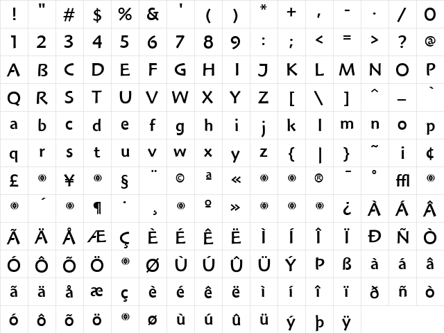 Hoffmann Regular  glyph index