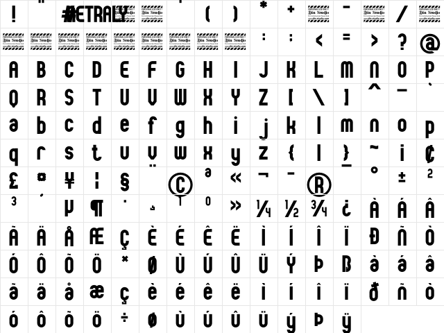 Netraly Personal Use Regular  glyph index