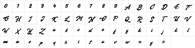 Diora Regular  glyph index