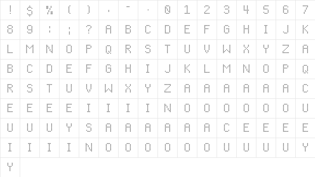CF Christmas Stitch Regular  glyph index