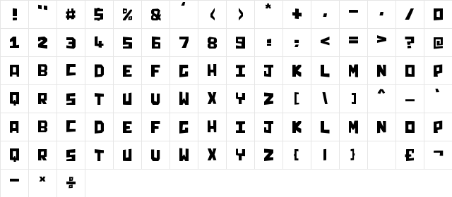 Chunq Regular  glyph index