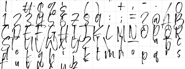 Brother Home Demo Version Regular  glyph index