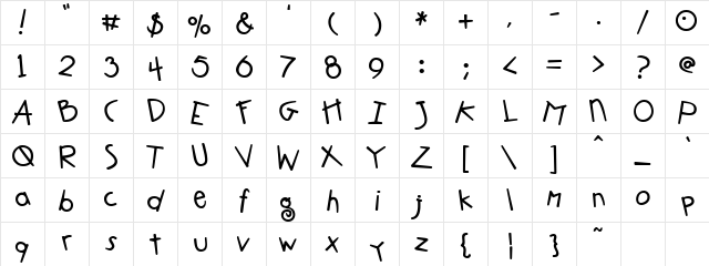 PC Crazed Regular  glyph index