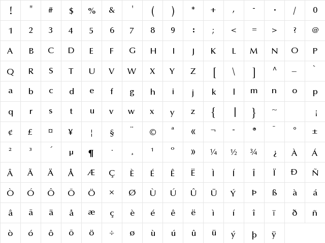 Bahij Mitra Regular  glyph index