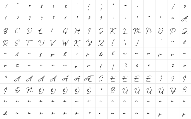 Silverstone Regular  glyph index