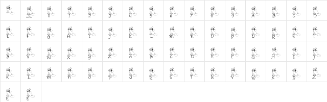 LCR Kat's Cattitude Regular  glyph index
