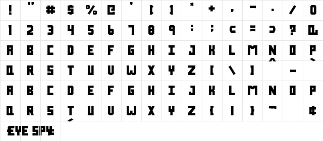 Eye Spy Regular  glyph index