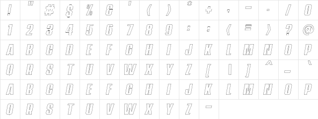 Navada Outline Italic Demo Outline Italic  glyph index