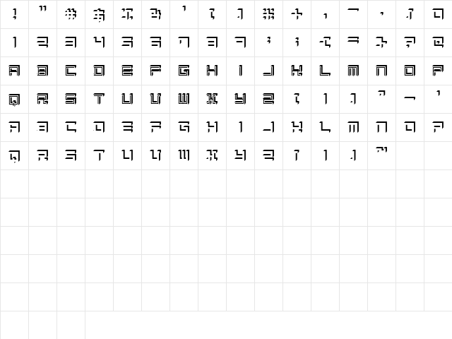 SQRT Regular  glyph index