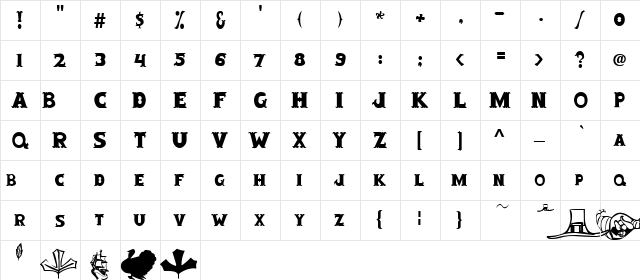 CLB-Thanksgiving-Base Regular  glyph index