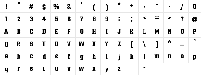 AlterousDisplay Regular  glyph index