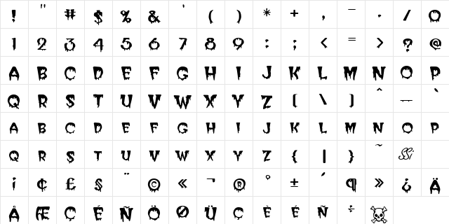 Bugaboo SSi Regular  glyph index