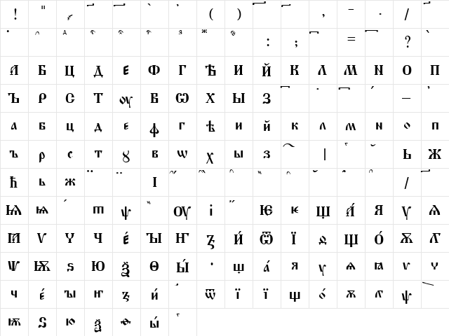 Starosl ovien*ina  glyph index