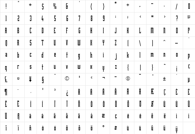 BubbaLove Regular  glyph index