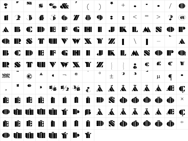 Fete Accompli NF Regular  glyph index