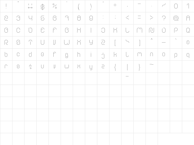 EVERYTHING Regular  glyph index