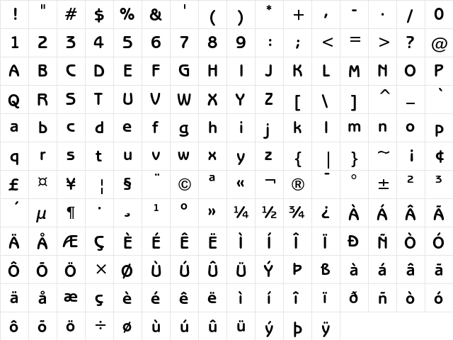 ITC Benguiat Gothic Bold  glyph index