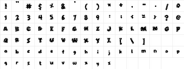 Puzzle fin Regular  glyph index