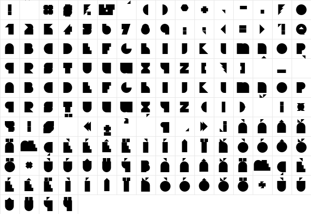 Bifurk Regular  glyph index