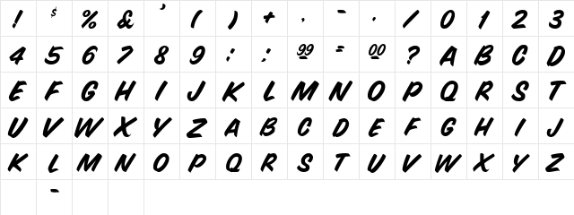 Jetsam 1 Regular  glyph index