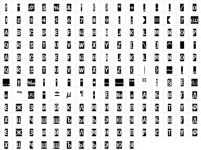 a_DomInoTitulCm Regular  glyph index