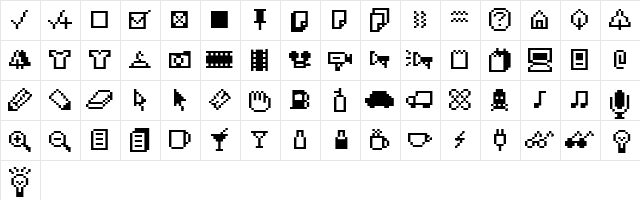 IconBit Regular  glyph index