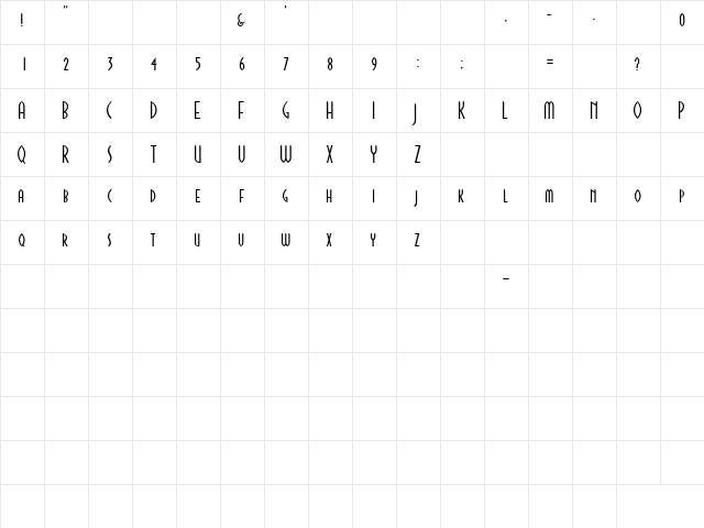 CinemaRegular Regular  glyph index