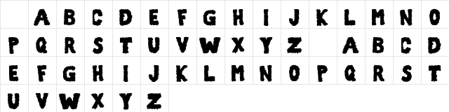 101! Corroded Regular  glyph index