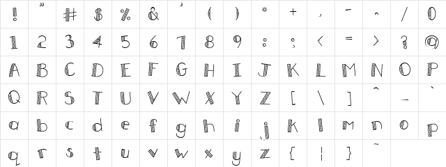 PC Squiggle Regular  glyph index