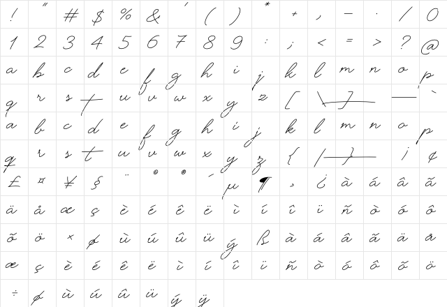 Eternate Regular  glyph index