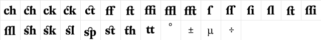 DTLFleischmannTAlternate Bold  glyph index