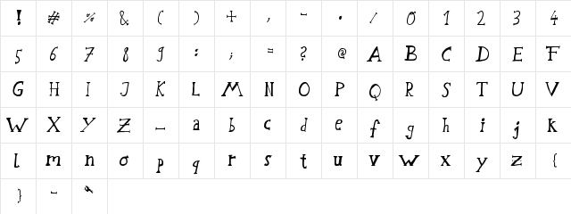 Schwabstrasse Regular  glyph index