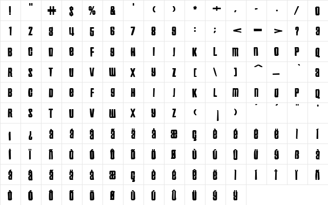 Inflammable Age Ink Regular  glyph index