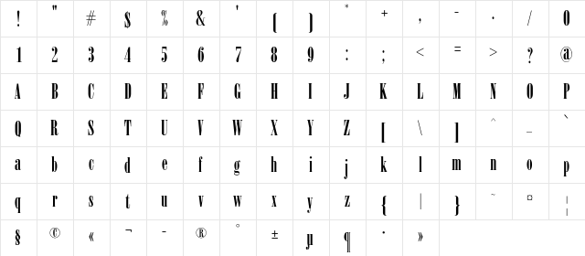ArsisC Regular  glyph index