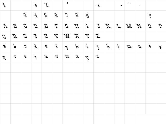 Take It Easy 3 Regular  glyph index