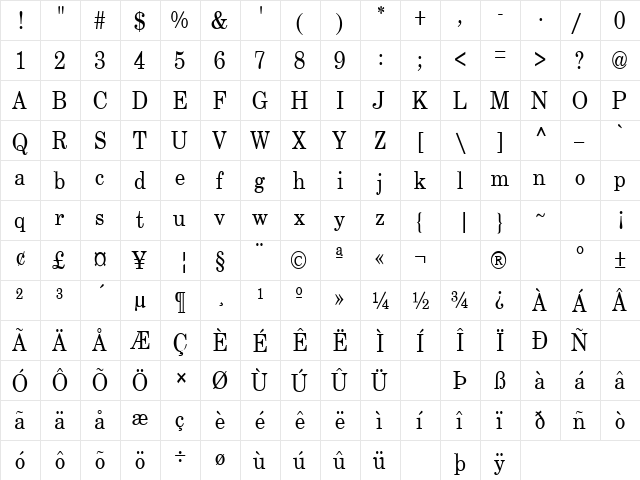 Adam's Apple 8 Regular  glyph index